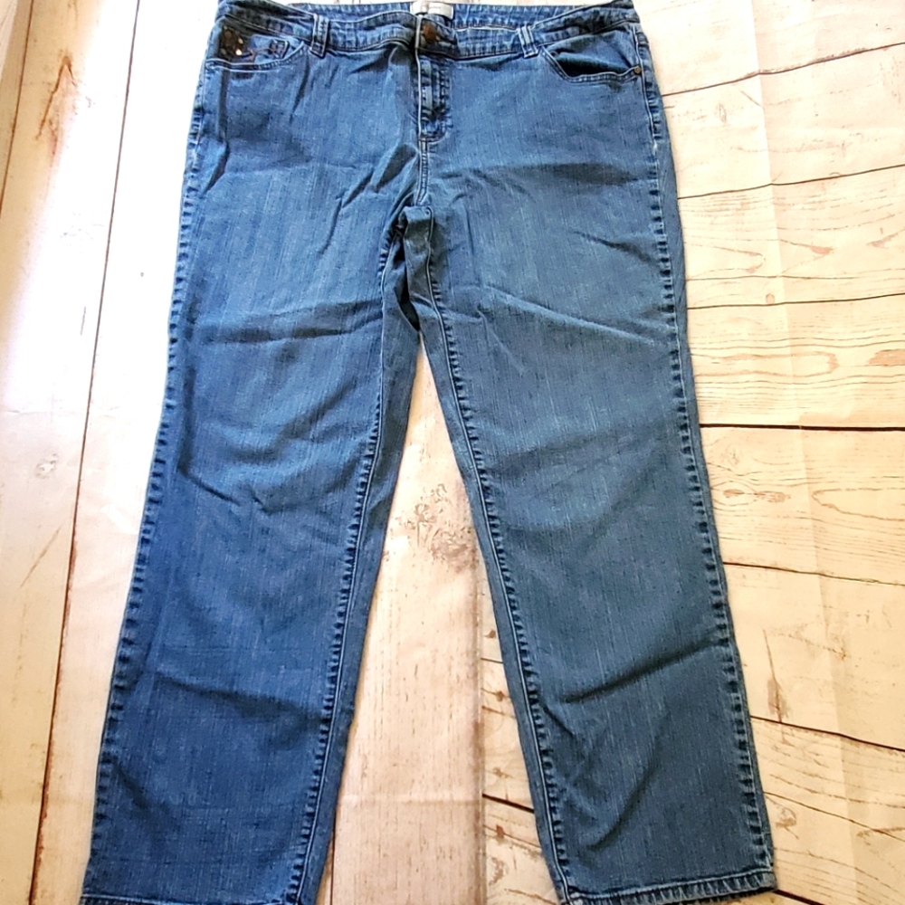 CJ Banks straight fit jean embellished pockets 18W